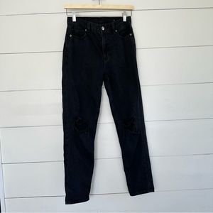 American Eagle Black Distressed Mom Jeans